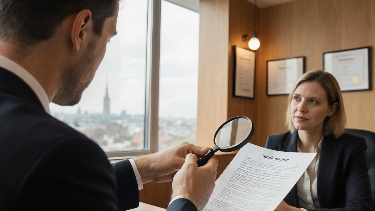 Bankberater erklärt Kreditvertrag in Sparkasse mit Fokus auf Allgemeine Geschäftsbedingungen.