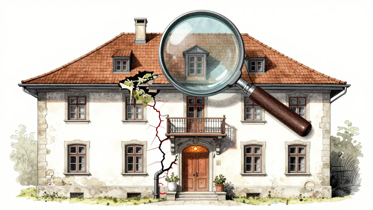 Old Austrian house with hidden structural defects revealed beneath its clean facade.