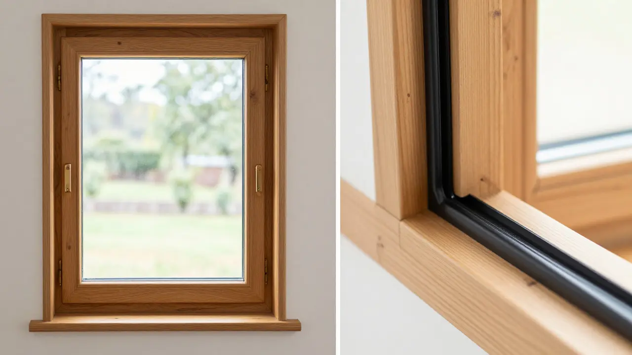 Detailansicht einer modernen Wärmeschutzverglasung und neuer Fensterdichtungen.