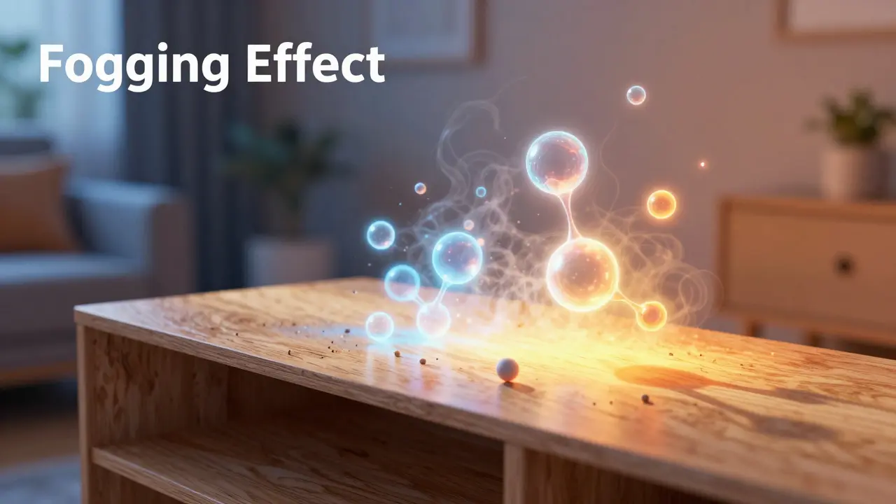 Konzeptuelle Darstellung von chemischen Ausgasungen in einem Raum