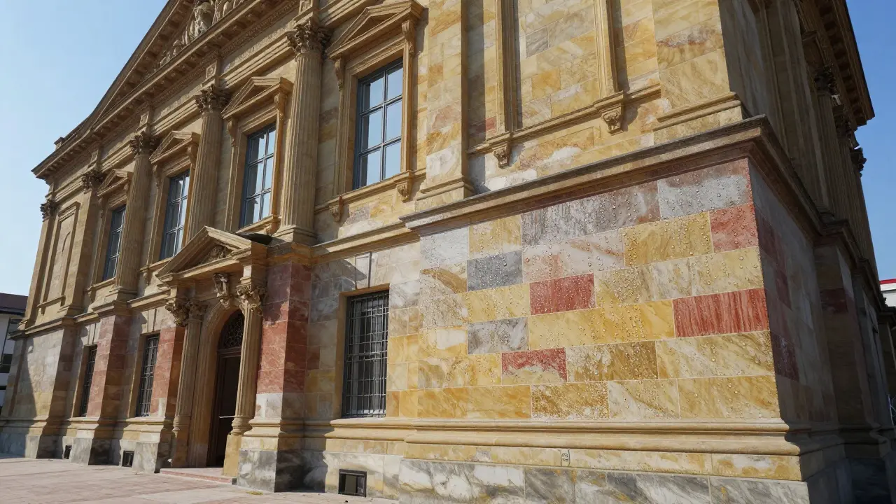 Restaurierte historische Fassade mit wasserabweisender Hydrophobierung.