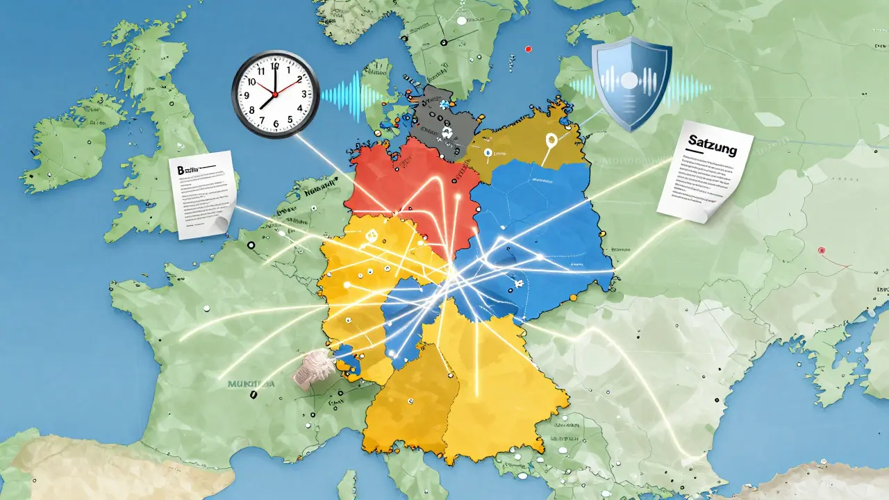 Konzeptillustration der variierenden Lärmschutzregeln in deutschen Städten