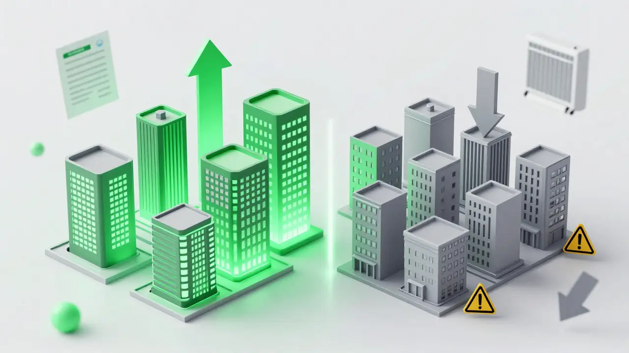 Grafik zur Polarisierung des Immobilienmarktes nach Energieeffizienz