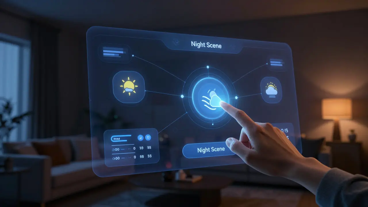 Zukunftsweisende Smart-Home-Oberfläche zur Steuerung von Rollläden