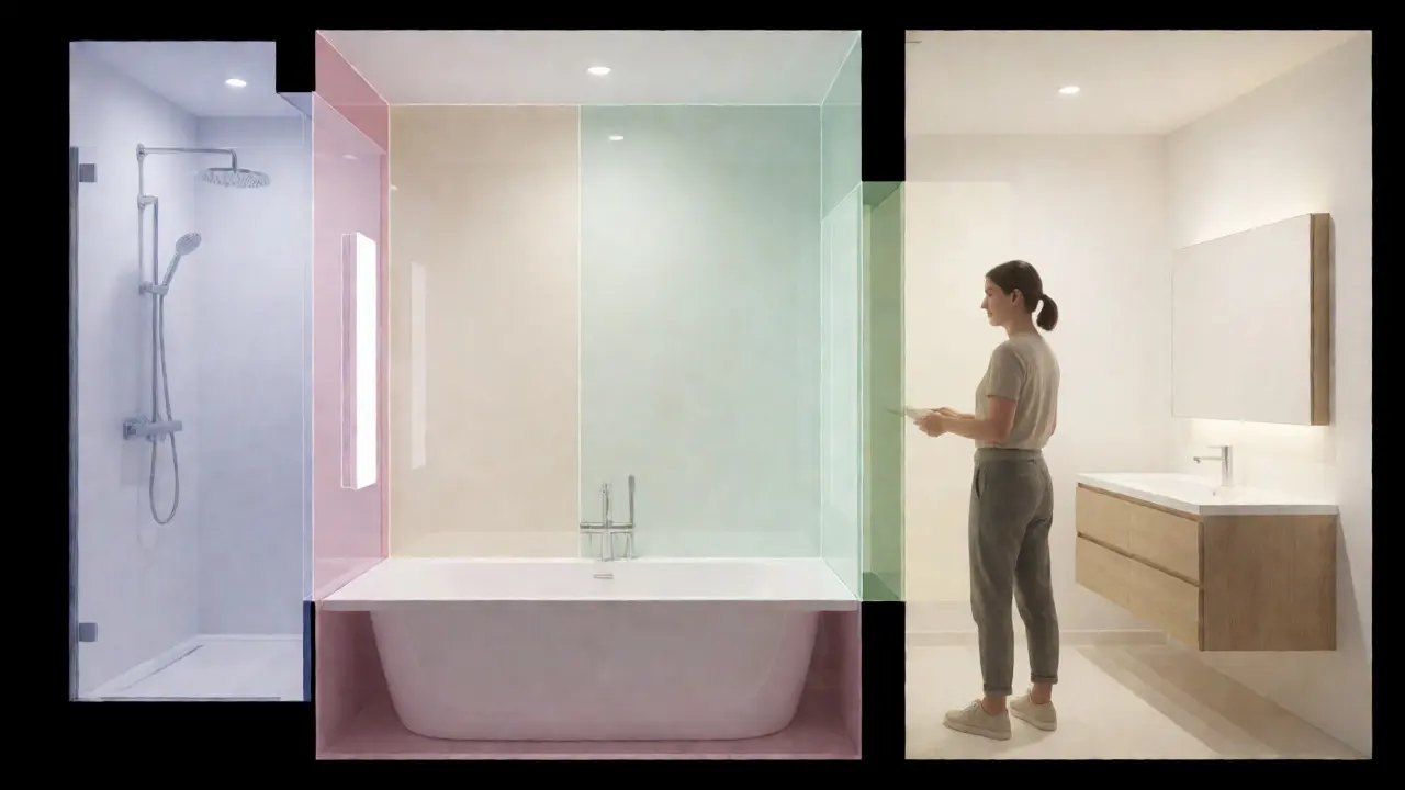 Schematische Darstellung der vier Schutzzonen im Badezimmer