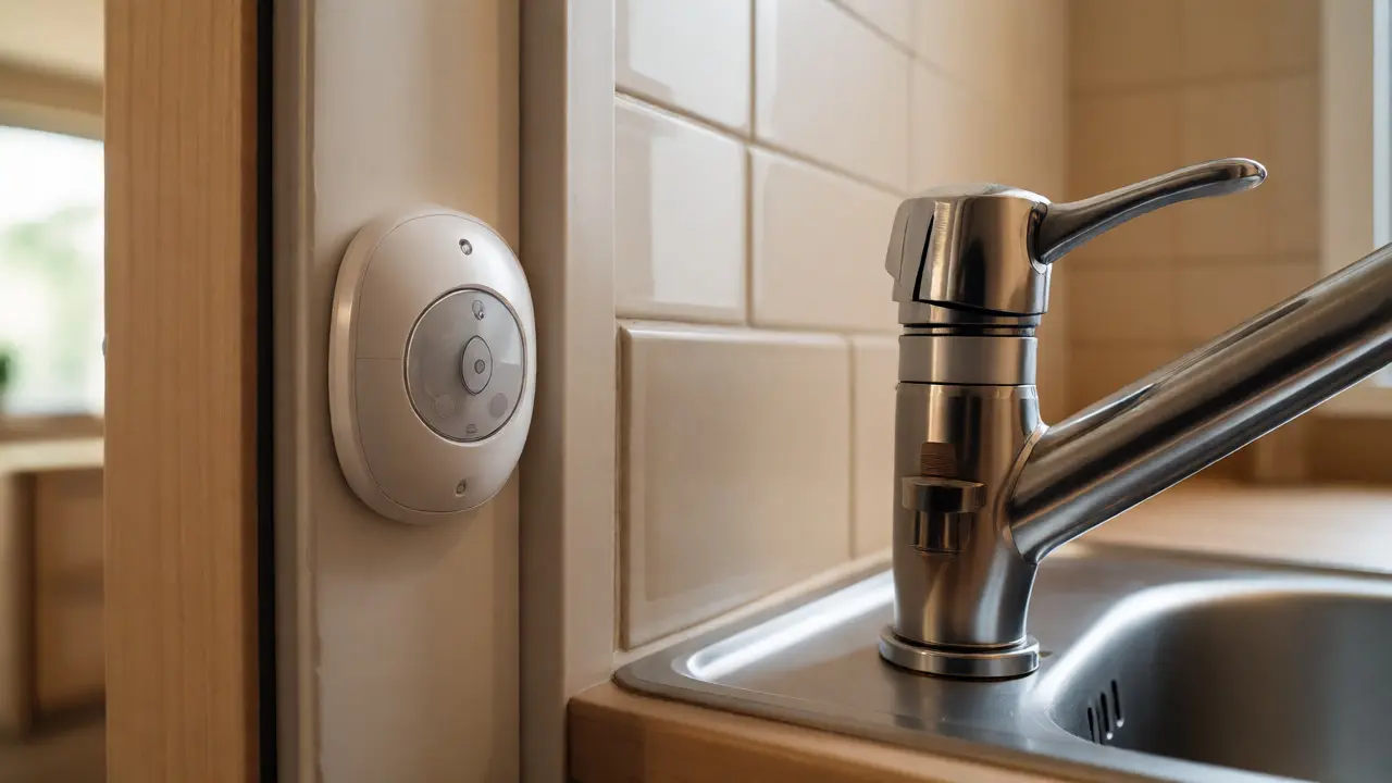 Nahaufnahme von Sensoren und Thermostat als technische Hilfsmittel zu Hause